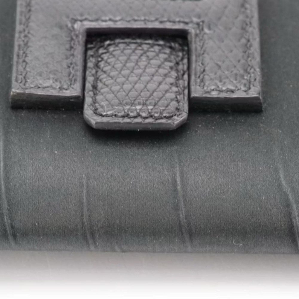 Auth Rare Hermès Jige Elan 29 Clutch in Black Textile and Lizardskin Trim w/COA - Picture 6 of 7